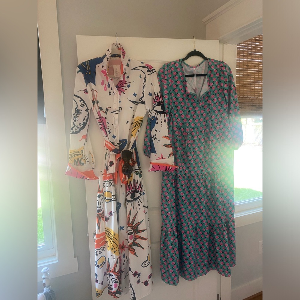 Small NWT zodiac themed belted maxi shirt dress